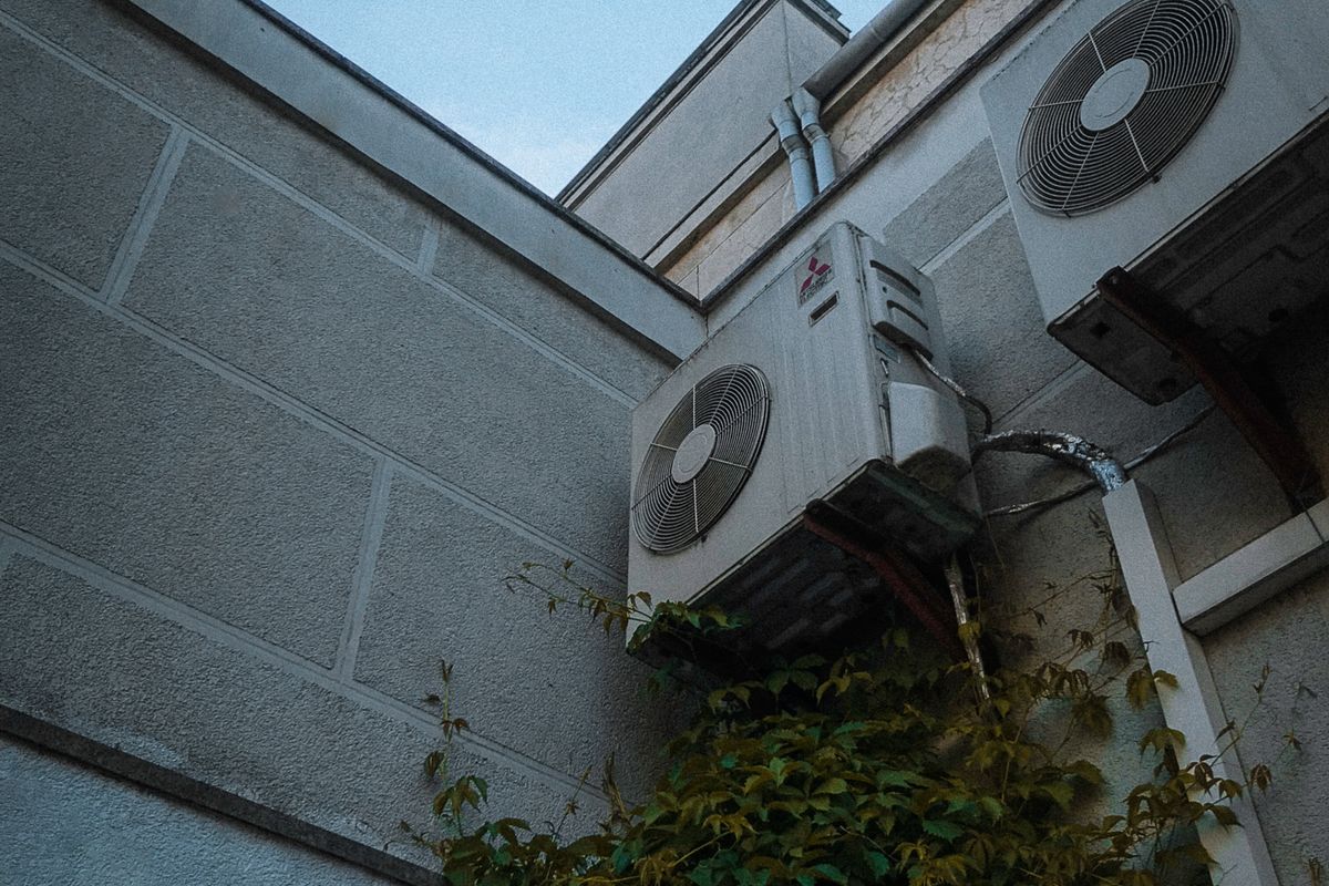 Multiple outdoor air-conditioning units on a commercial property